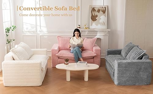 Miniatura 2 de YOSHOOT Sofá biplaza, sofá cama convertible, sofá cama futón para sala de estar, sofá extraíble 3 en 1 con cojín lavable y almohadas, gris oscuro