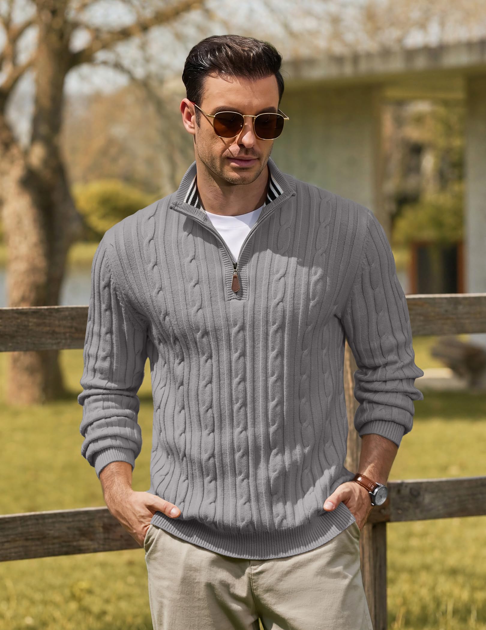 COOFANDY Maglione Uomo Collo Alto Maglioncino con Zip Elegante Maglia | Maglione Dolcevita Uomo, Maglia Mezza Zip, Stile Casual, Abbigliamento Da Lavoro