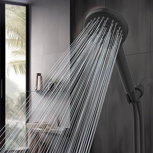 Miniatura 9 de Hibbent Cabezal de ducha filtrado con mano, cabezal de ducha de 10 pulverizadores de alta presión con filtros, suavizante de agua dura para eliminar