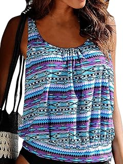 Tankini Top Swimsuit Tops for Women Modest Tummy Control Swim Tops Plus Size Bathing Suit Top S-XXXL No Bottom