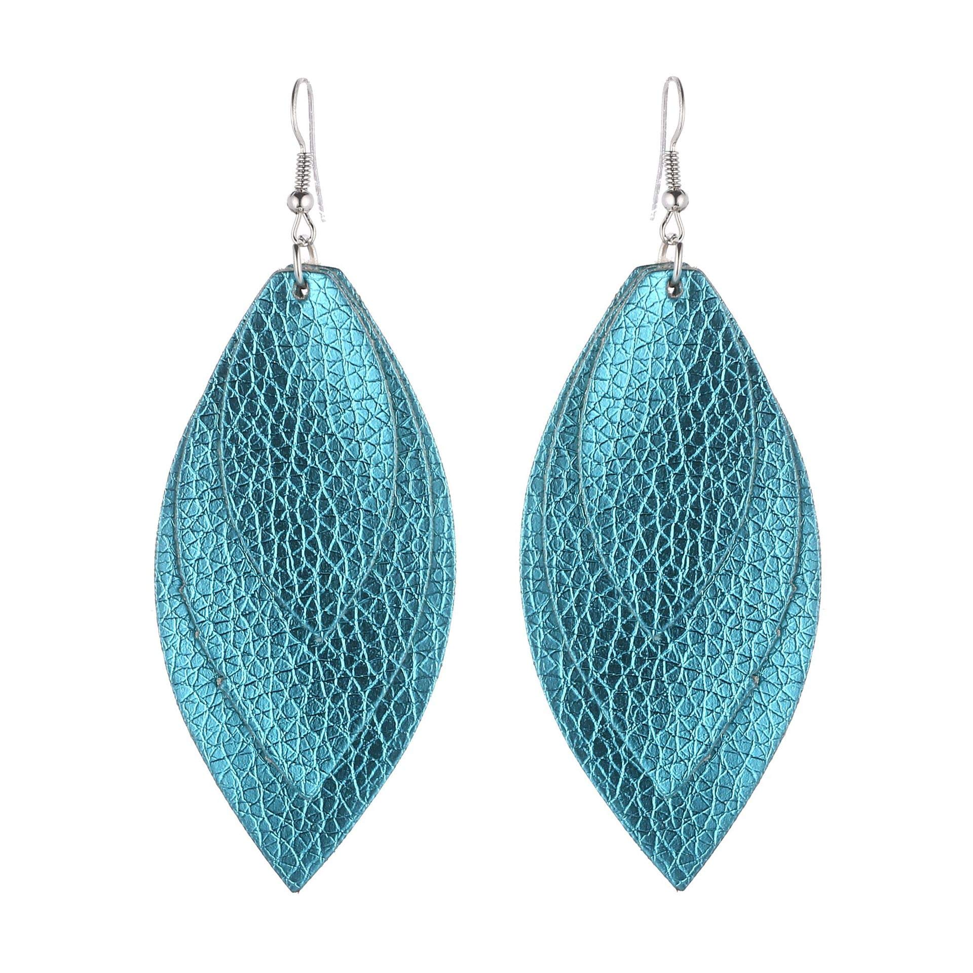 TIDOO Jewelry Women Three Layers Leather Drop Earring (white)