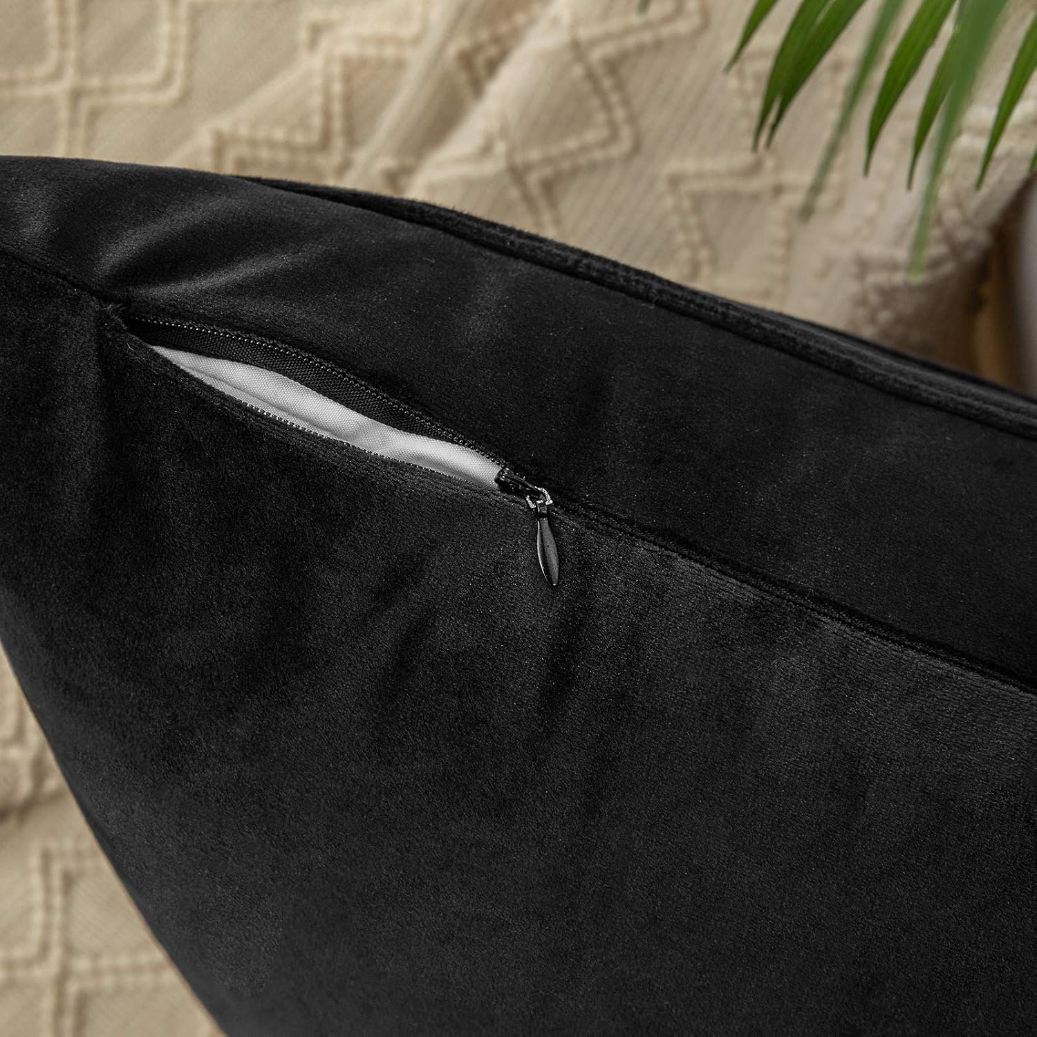 MIULEE Decorative Velvet Throw Pillow Covers Soft Solid Pillowcases Striped Lumbar Square Cushion Covers for Couch Sofa Bed Living Room 18x18 inch, Pack of 2, Black