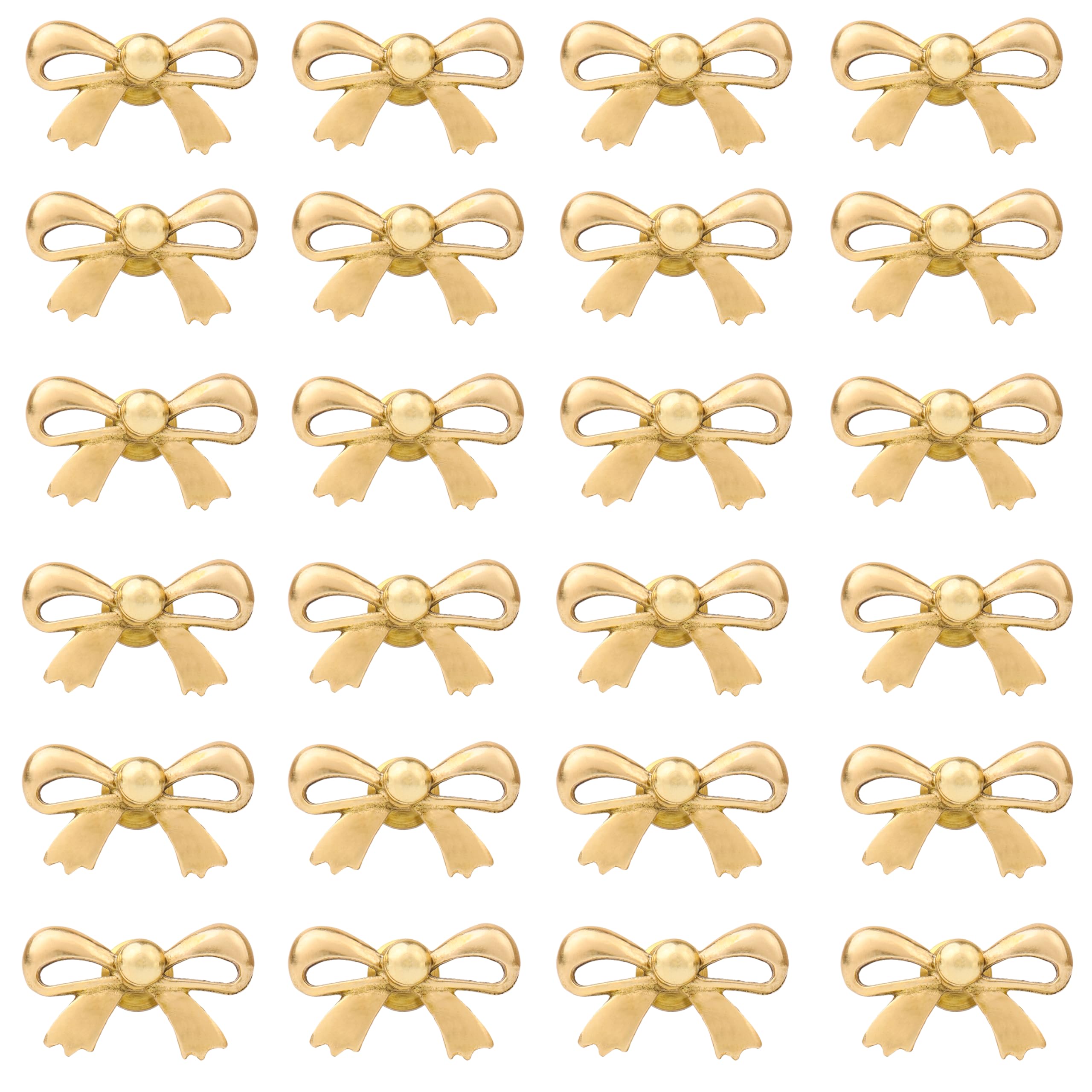 Indian Shelf 24 Piece Bow Gold Brass Classic Drawer Knobs Cabinet Handles Dresser Pulls Modern Finish