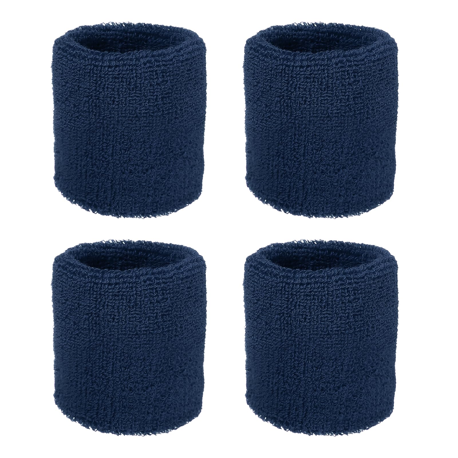 YELARXI Wristbands Sweatbands, Wrist Bands for Sweat Sports Wristbands 3x3 in & 4 Pack & Navy Blue-Fitting for (Tennis/Basketball/Football/Running/Working Out/Men & Women)