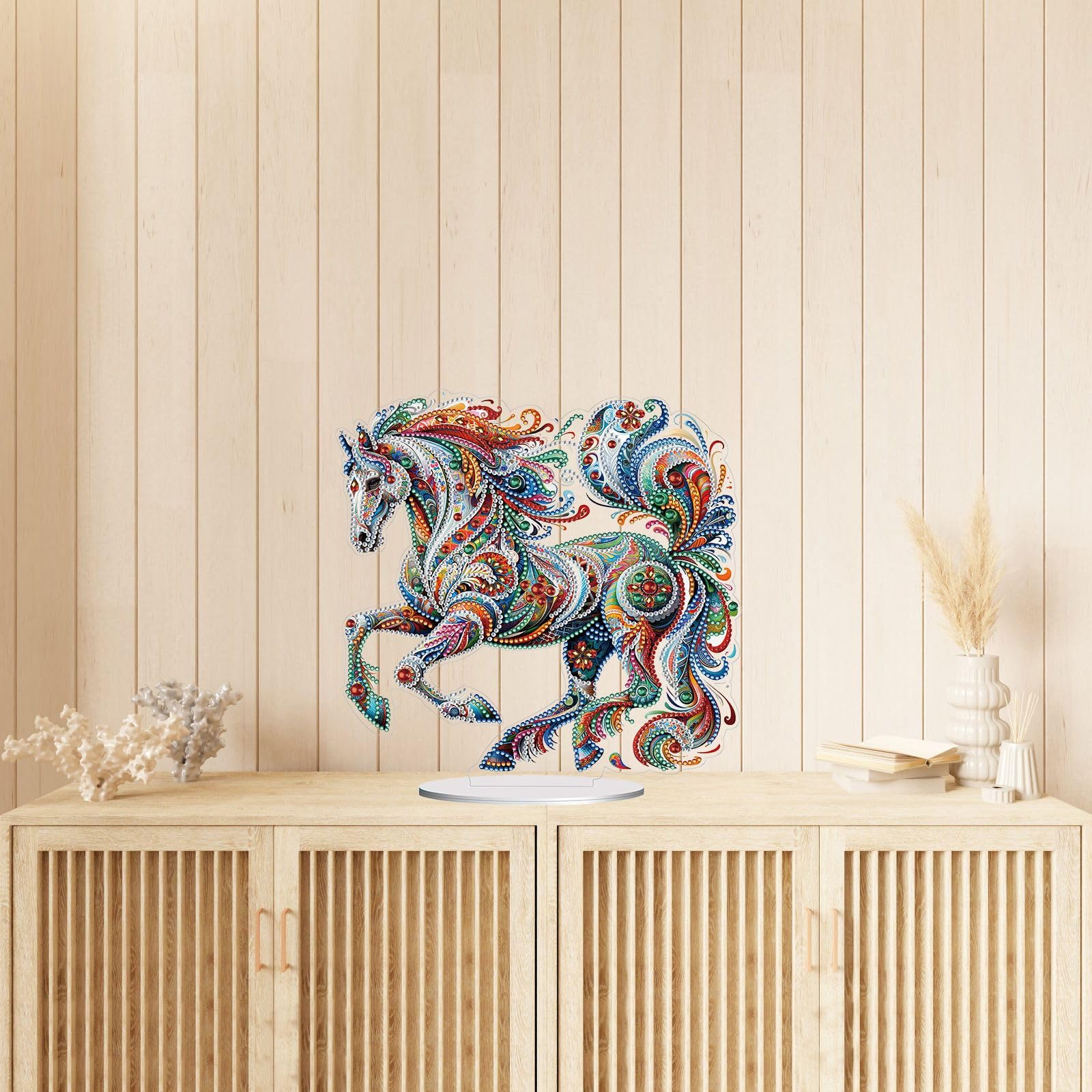 ARTopet Diamant-Schreibtisch-Ornament – Pferd-Motiv, DIY Punktbohr-Set, Mit Basis, Für Dekoration & Entspannung