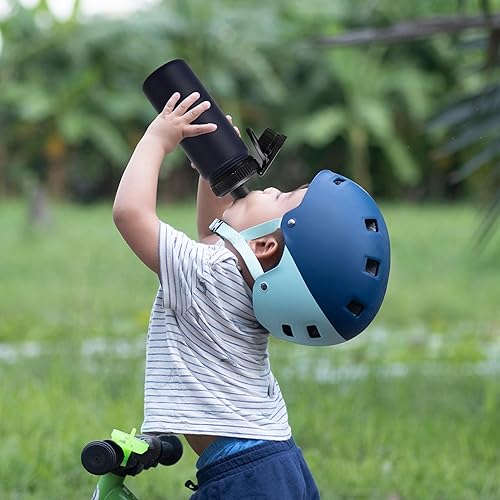 Miniatura 6 de DOMICARE Botella de agua para niños de 16 onzas para la escuela, acero inoxidable, doble pared, aislada al vacío, con tapas de popote y tapa de