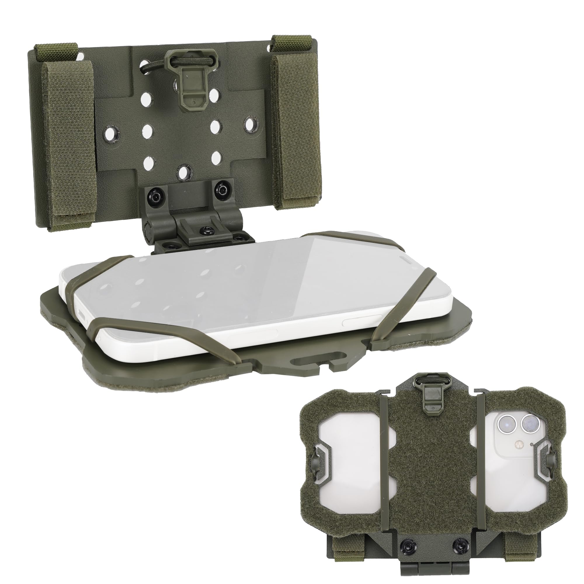 SIVIGEAR Tactical Phone Holder Available in Full Size Plate Carrier Phone Mount Adjust Nylon Molle Phones Holder for Tactical,Car,Office (OD)