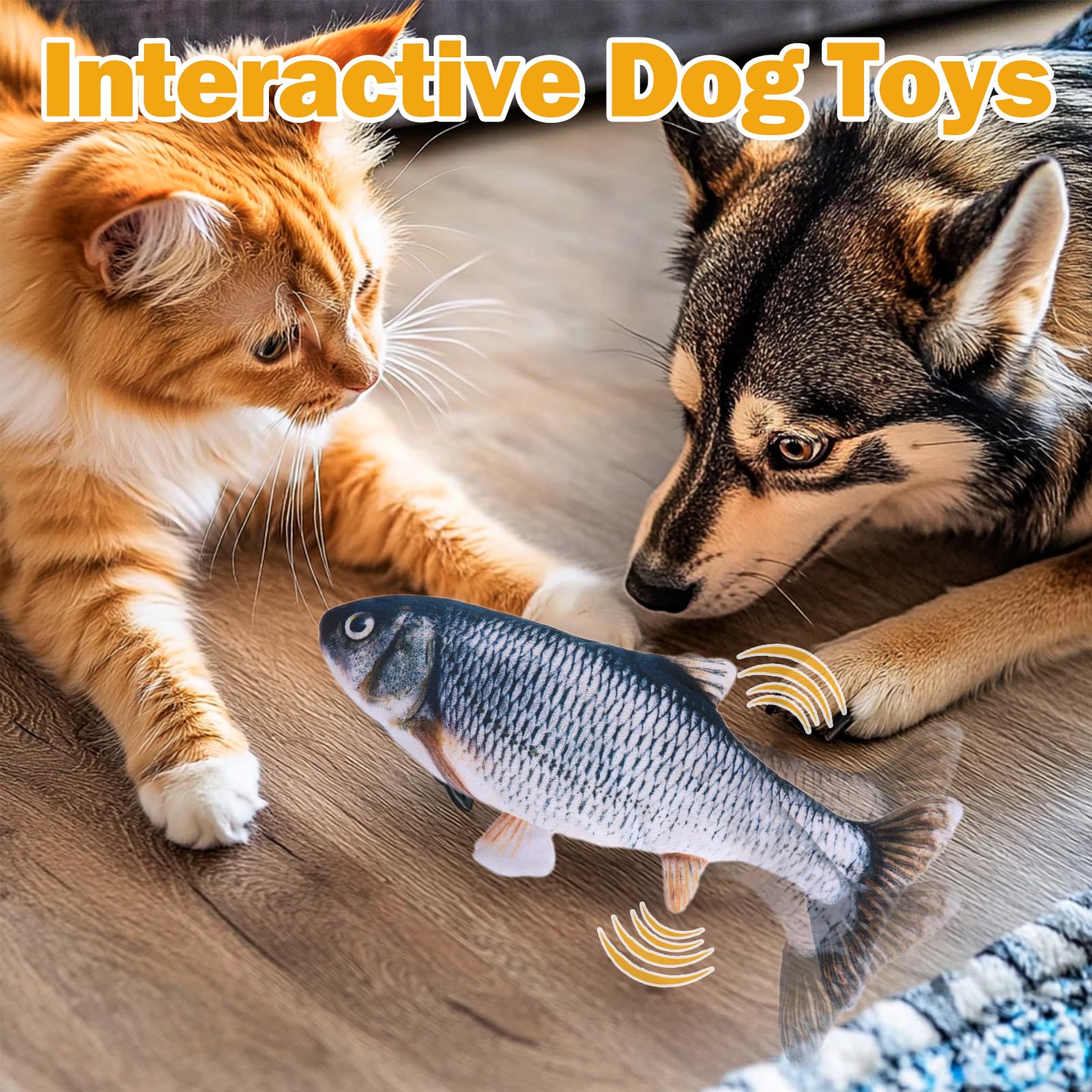 Mity rain Interaktives Hundespielzeug, schwimmendes Fischspielzeug, um sie zu beschäftigen, berührungsaktiviertes Bewegungsspielzeug zur Bereicherung kleiner und mittlerer Welpen
