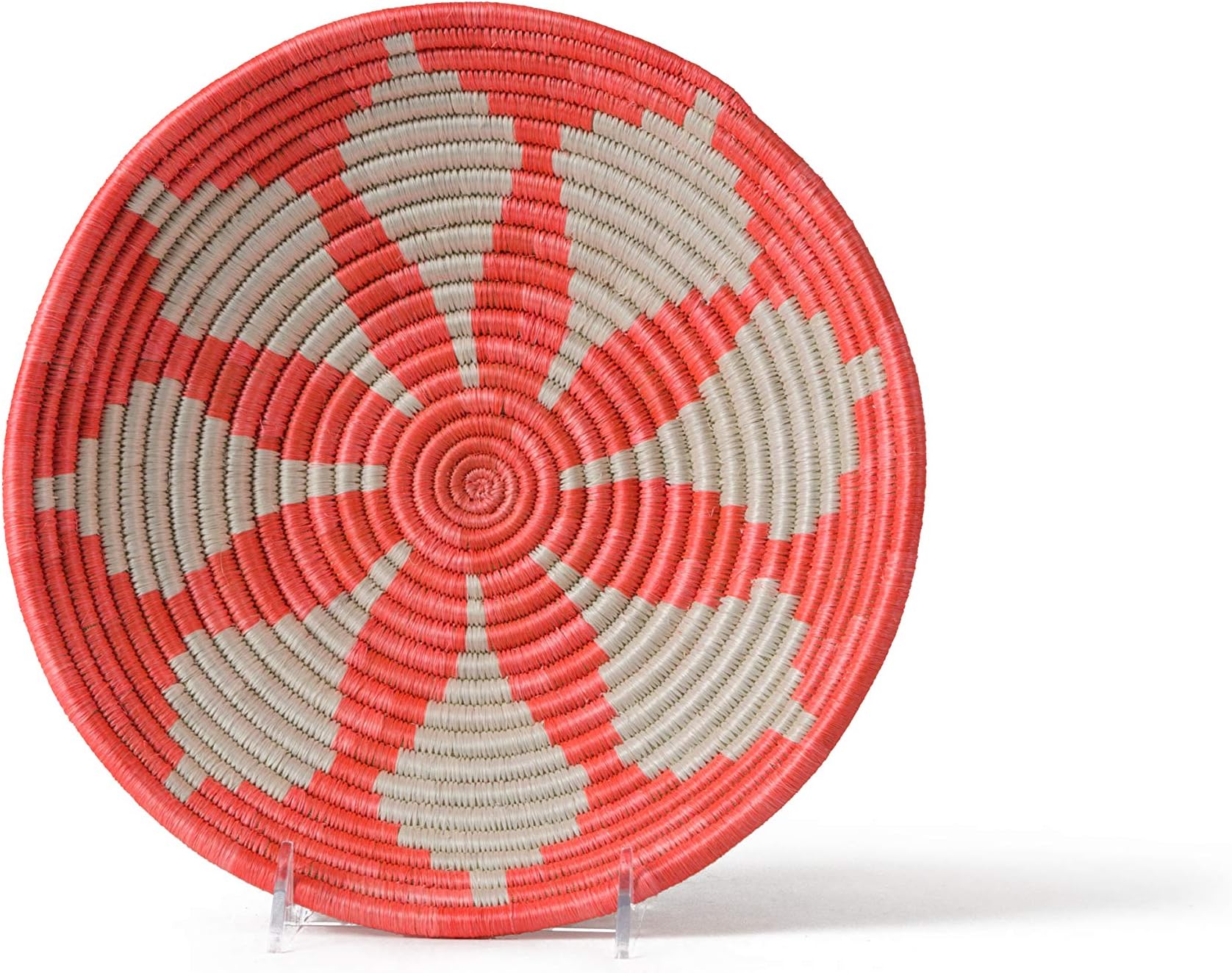 All Across AfricaMedium Round Basket with Built in Easy to Hang Loop for Wall Decor Useful Storage Fruit Basket Made by Hand from Organic Materials (Bright Orange)