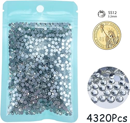Miniatura 10 de HINABTRU - 288 diamantes de imitación SS30 con parte trasera plana para manualidades, cristales transparentes blancos para manualidades, joyas,