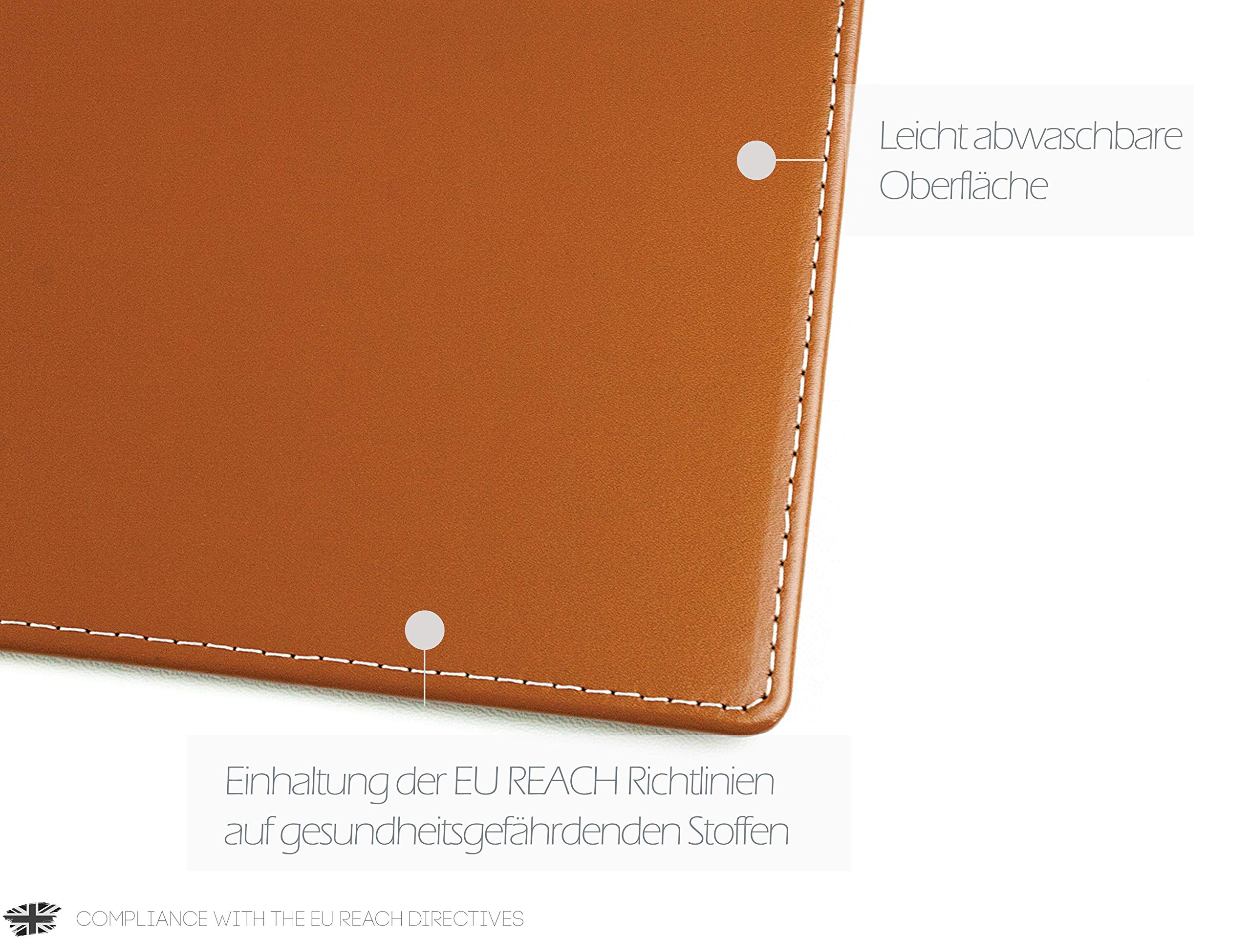 DELMON VARONE - Personalisierbare Schreibtischunterlage Cambridge Top Grain Leder braun, Rutschfeste Echtleder Schreibunterlage abwaschbar, Schreibtisch Unterlage geeignet als Mauspad, 60x40 cm