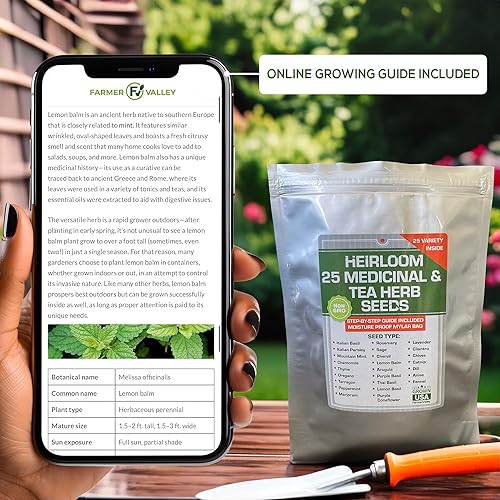 Miniatura 6 de Juego de 25 hierbas medicinales y semillas de jardín de té de hierbas, paquete variado de semillas de hierbas culinarias que incluye lavanda,