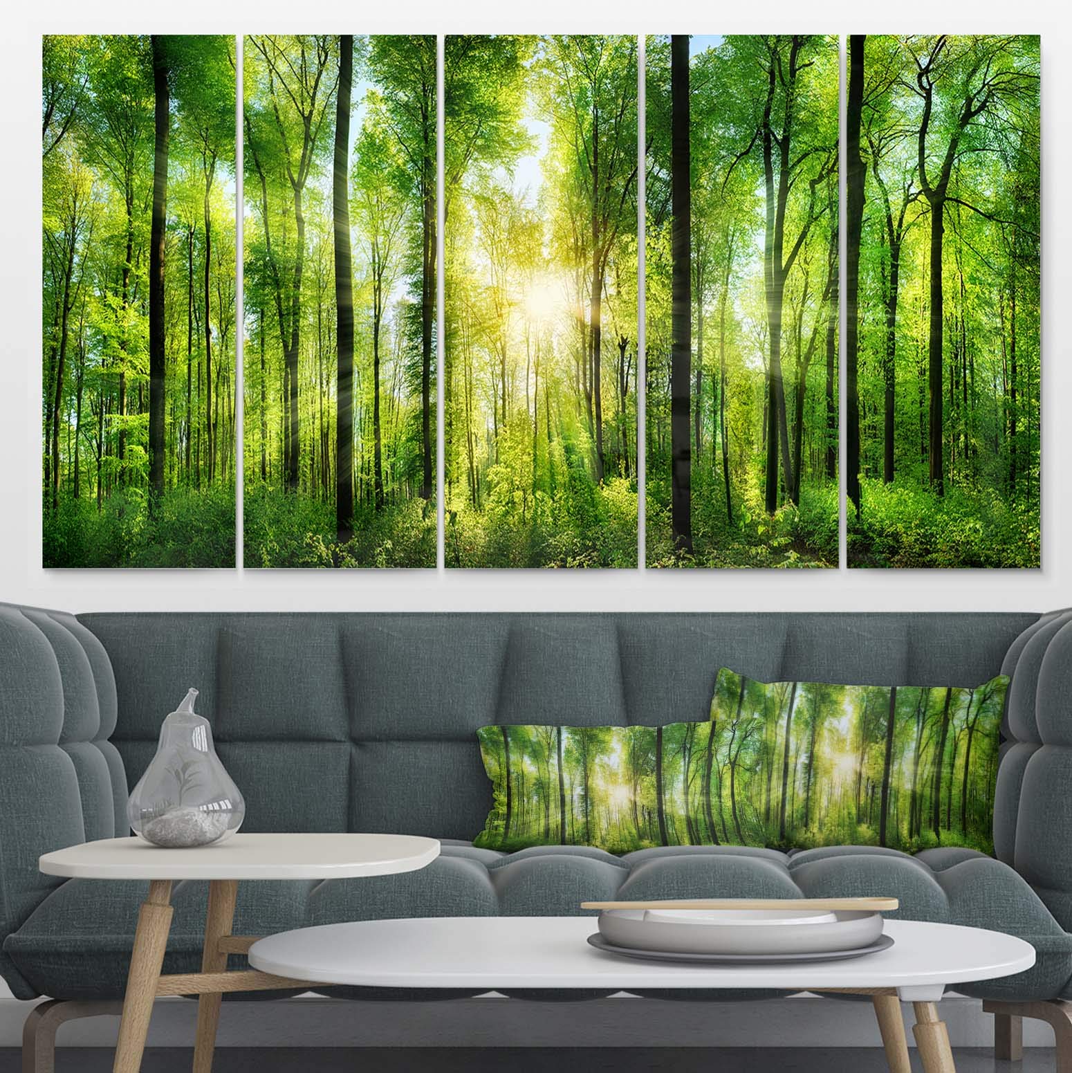 Designart MT7211-401 Forest with Rays of Sun Panorama