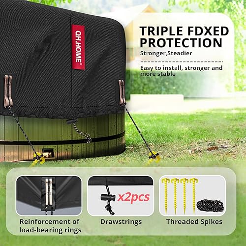 Miniatura 4 de QH.HOME Cubierta redonda de piscina de 8 pies, protector de piscina con cubierta solar para piscina, cubierta de piscina de una pieza resistente al