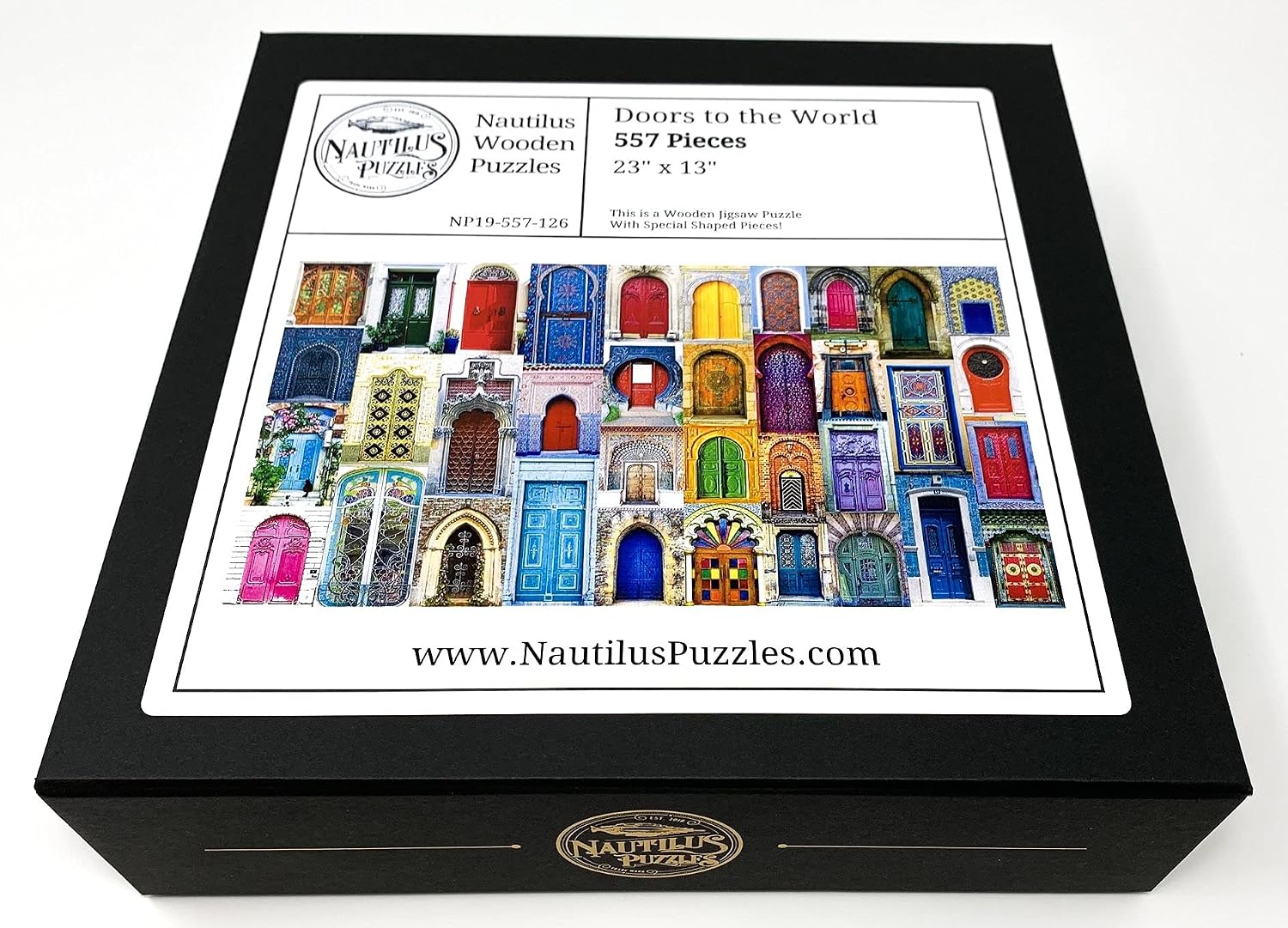 Colorful Wooden Jigsaw Puzzle for Adults - Doors to The World - 557 Unique Wooden Pieces by Nautilus Puzzles. Made in The USA