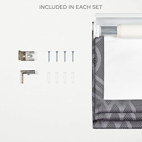 Miniatura 10 de Exclusive Home Prague Trellis - Persiana romana 100% de poliéster opaca, 23 x 64 pulgadas, color gris