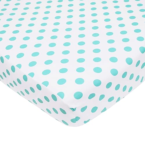 TL Care - Sábana bajera ajustable para cuna, 100 % algodón natural, para colchones estándar de cuna y niños pequeños, color blanco con lunares