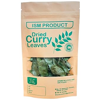 Ism Product Curry Leaves 0.4 Oz 11.34g Premium Air-Dried Whole Kari Patta, Natural Aromatic Ceylon Spice and Herb Tea Dried Curry Leaf