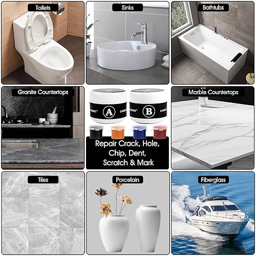 Miniatura 6 de Kit de reparación de tina y azulejos de fibra de vidrio, kit de reparación de fregadero y bañera de porcelana, kit de reparación de encimera para