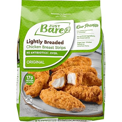 Just Bare Lightly Breaded Chicken Breast Strips | Fully Cooked