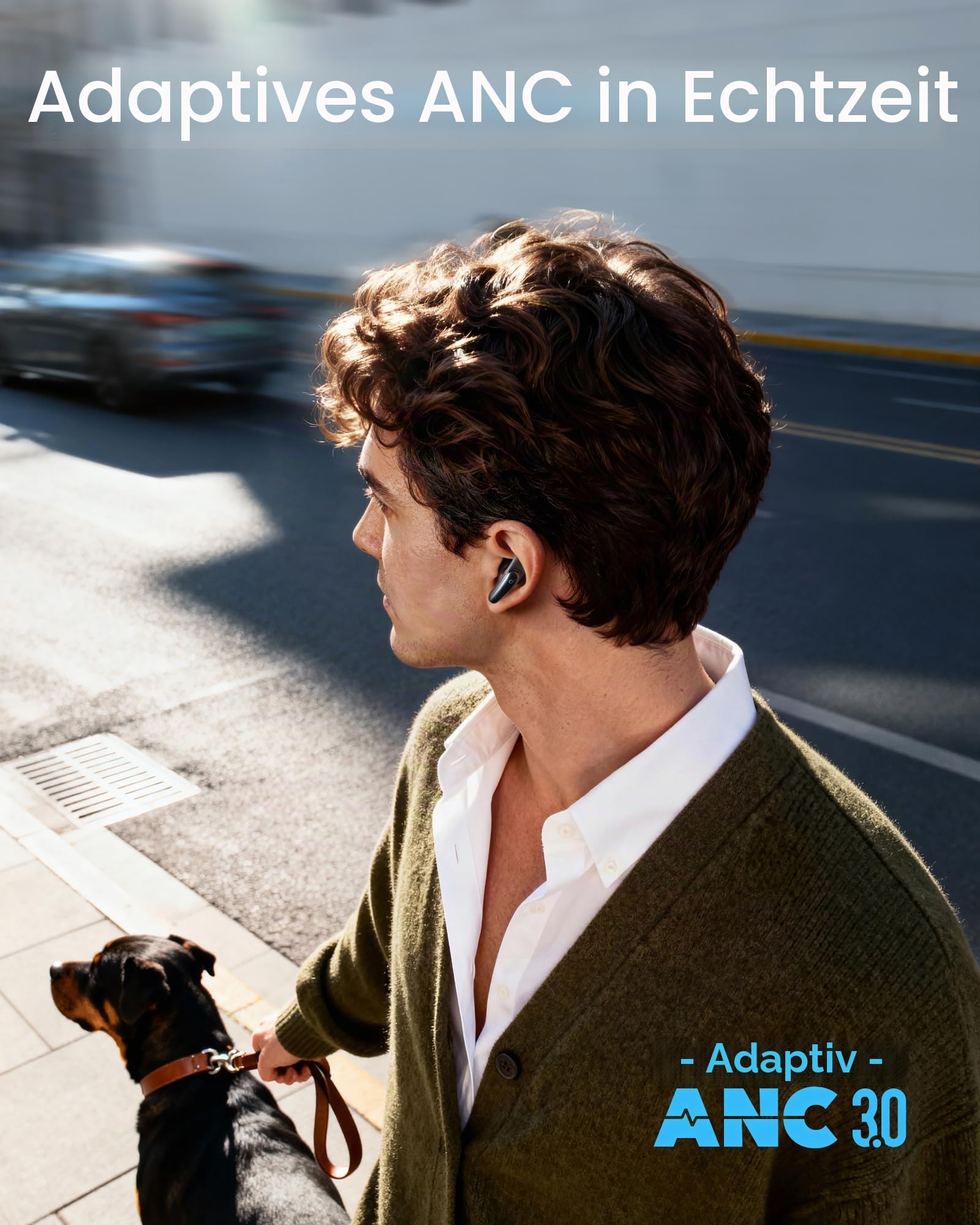 soundcore Liberty Buds by Anker, Semi-In-Ear Design, abnehmbare Ohrflügel, Adaptives Noise Cancelling in Echtzeit, Hi-Res, Kabellose Bluetooth-Earbuds, Übersetzungskopfhörer, 30h Spielzeit