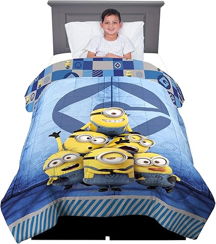 Franco Edredón de ropa de cama para niños, tamaño individualmatrimonial, Minions