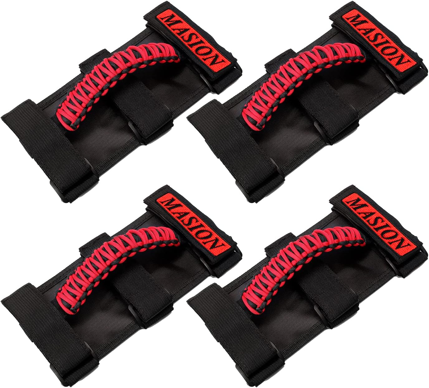 Roll Bar Grab Handles Grip for Jeep Wrangler YJ TJ JK JKU JL JLU Sport Sahara Freedom Rubicon Unlimited X Gladiator JT 1986-2020 UTV ATV Premium Paracord Handle Red 4 PCS