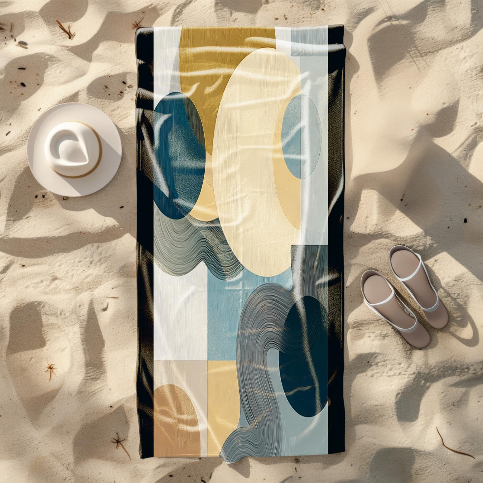 Telo Mare Microfibra Grande 200X200 Marrone Arte Astratta Telo da Mare Matrimoniale Xxl,Ad Asciugatura Rapida, Telo Bagno Senza Sabbia,Spiaggia, Campeggio, Escursionismo, Picnic
