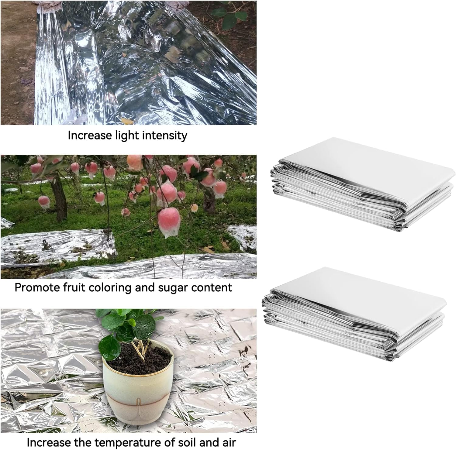 Pellicola Riflettente per Piante, 210 x 120 cm Telo Riflettente Riflettente per Piante Plant Reflective Film Serra da Giardino per Luci da Coltivazione Novità