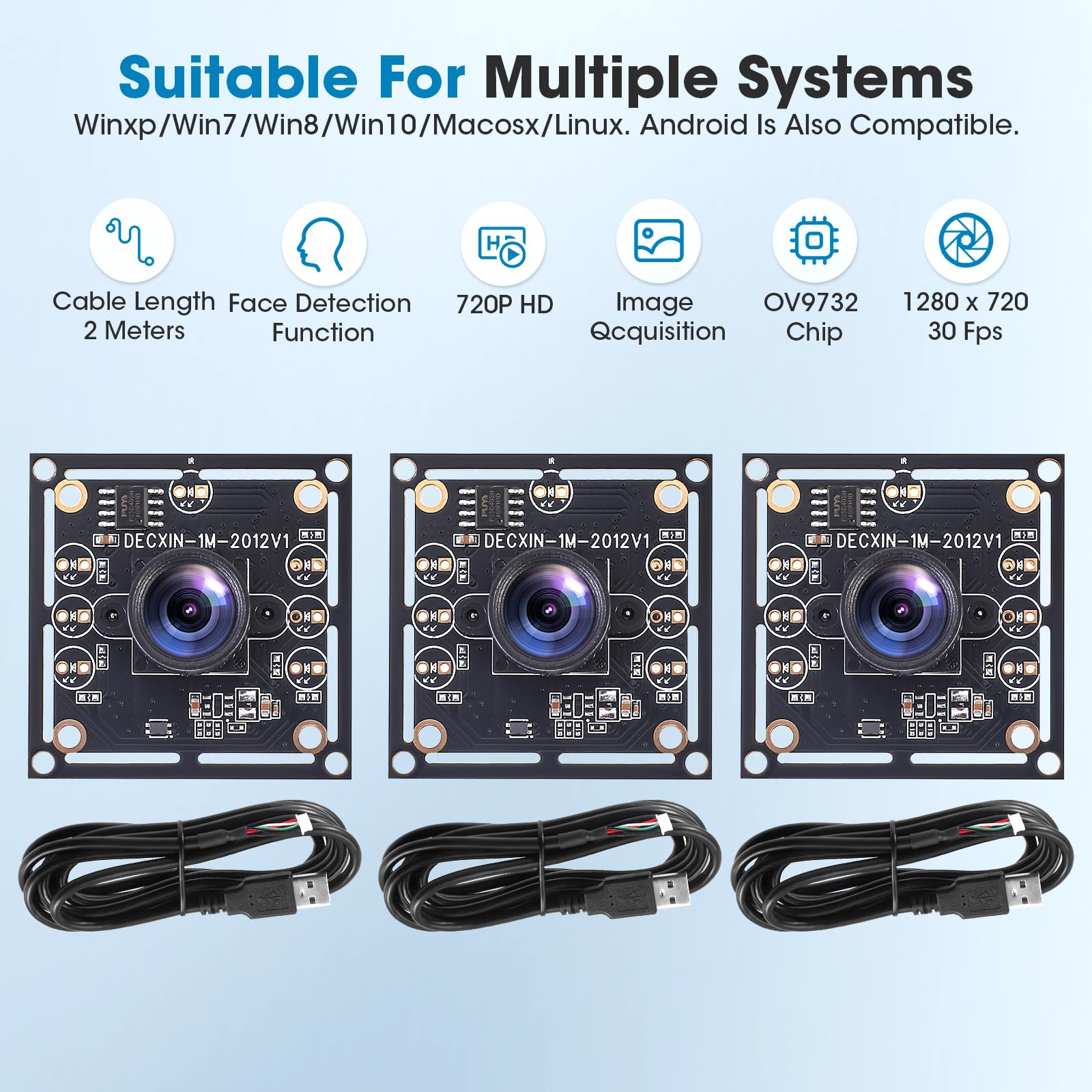 ov9732 USB Kamera Modul 720p 30fps 100° Weitwinkel für Dartboard System Gesichtserkennung Tieferkennung Plug And Play mit 2M Kabel für Windows Linux Android