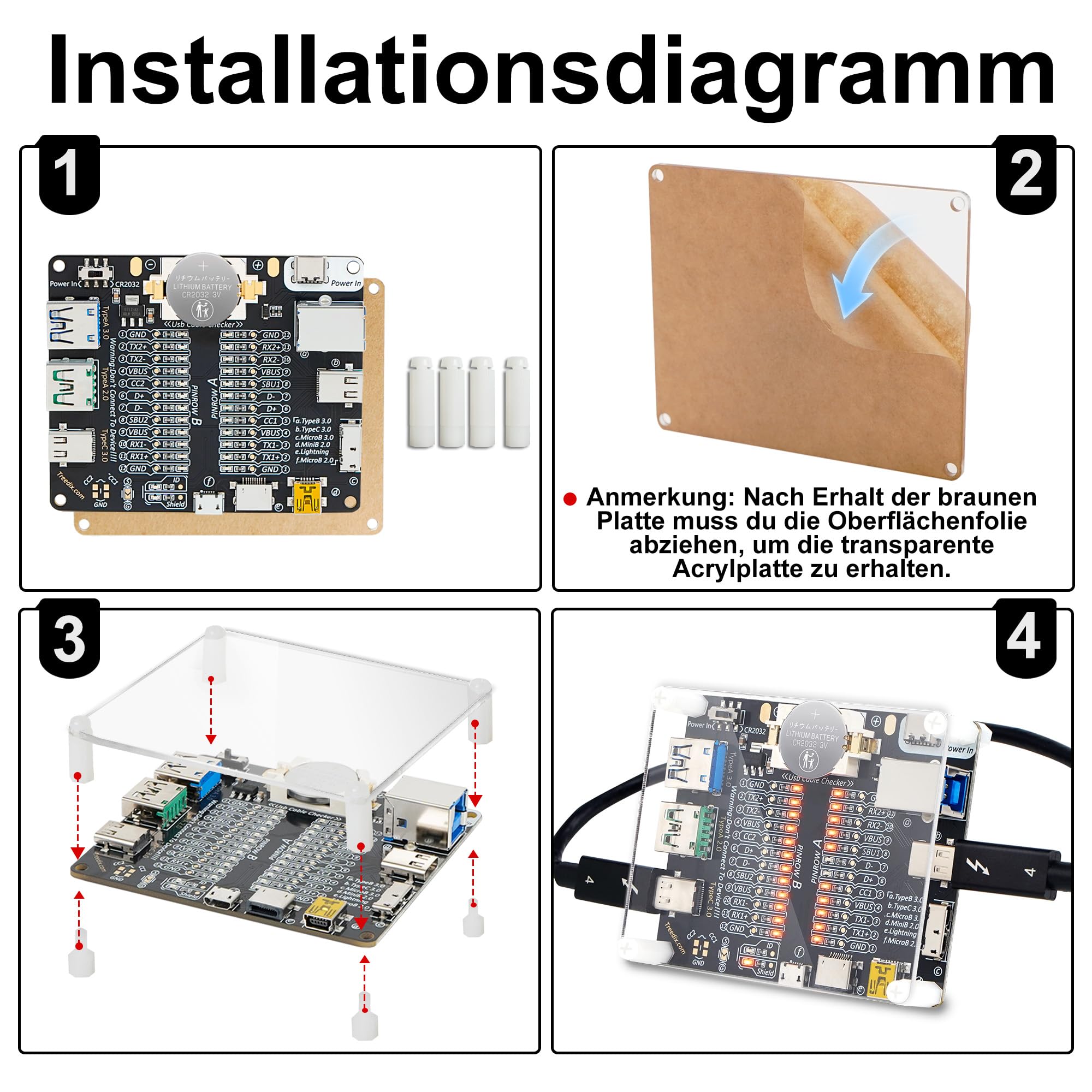 Treedix usb Tester - Płytka Kontrolna do Testowania Kabli