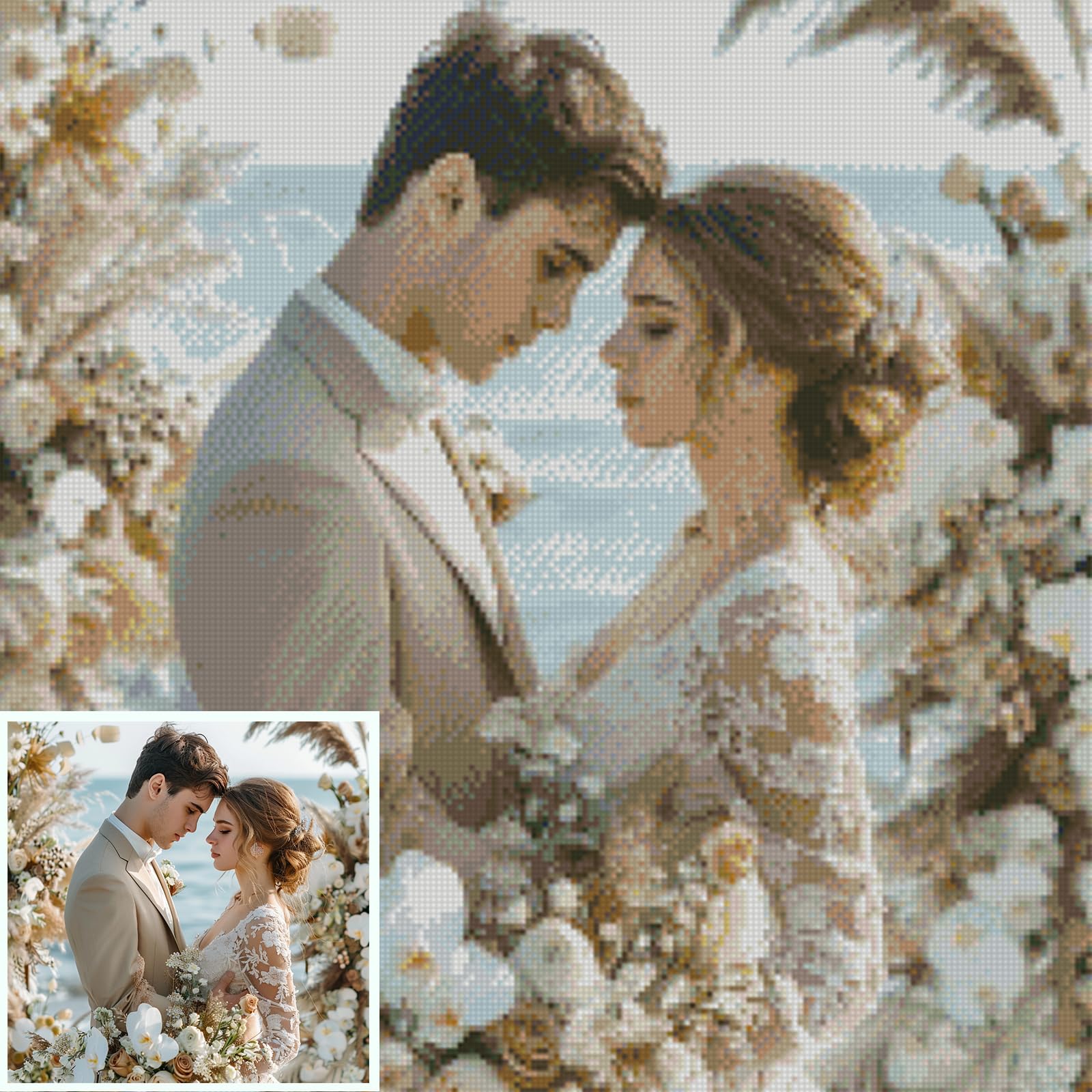 CHARMMYFASHION Personalised Diamond Painting, 5D DIY Custom Diamond Painting Kits for Adults-Personalised Diamond Art from Photo with Text for Home Decor (80 * 100, Square)