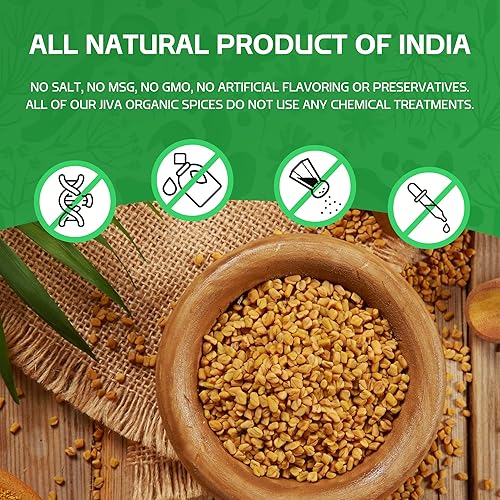 Miniatura 8 de Jiva, fenogreco orgánico USDA; 7 onzas; casi 1/2 libra