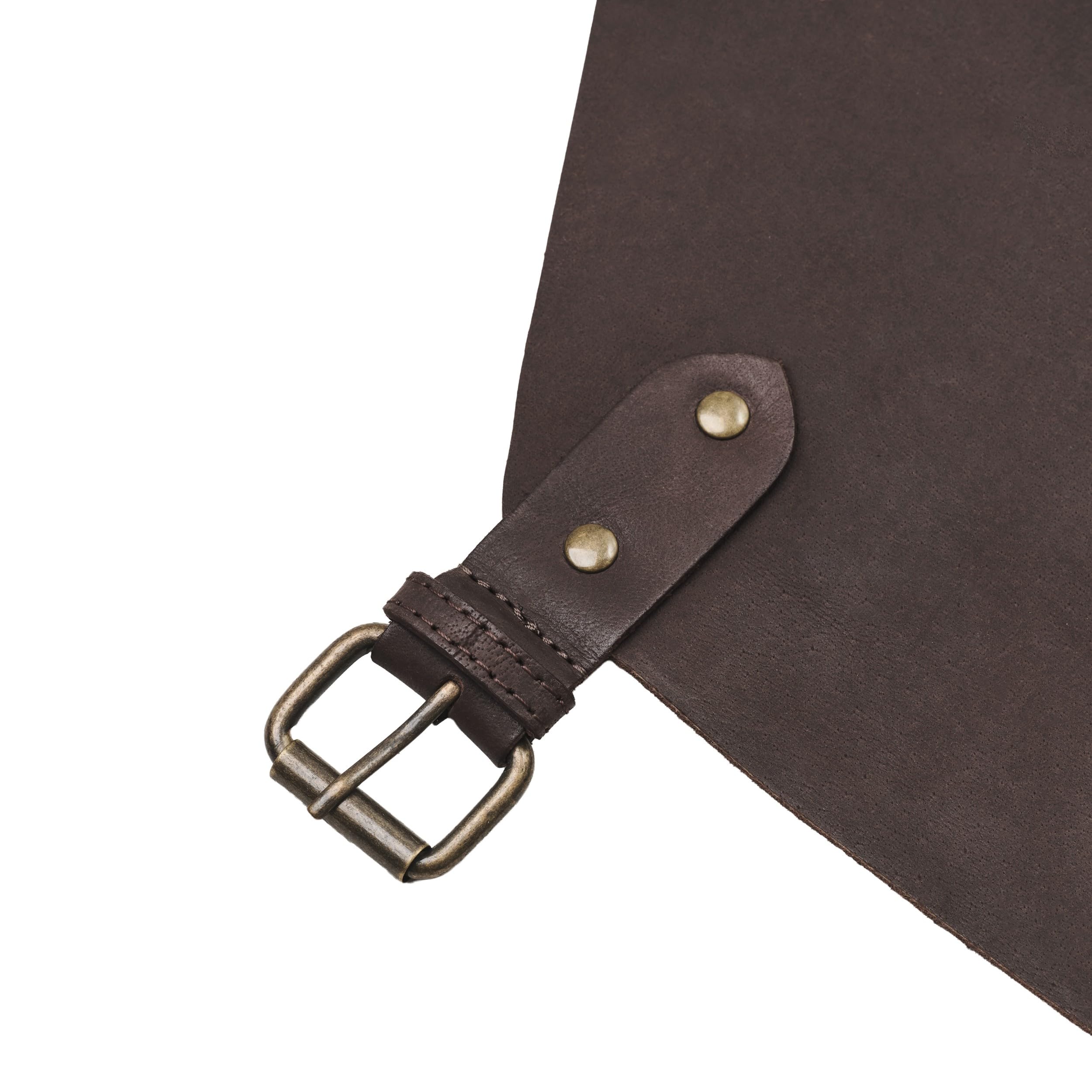 DRAKENSBERG Delantal de Barbacoa 'Bob' - Delantal de cuero profesional para gastro, bar, barista, regalo para caballeros, sostenible hecho a mano, cuero de búfalo, café-marrón, DR00343