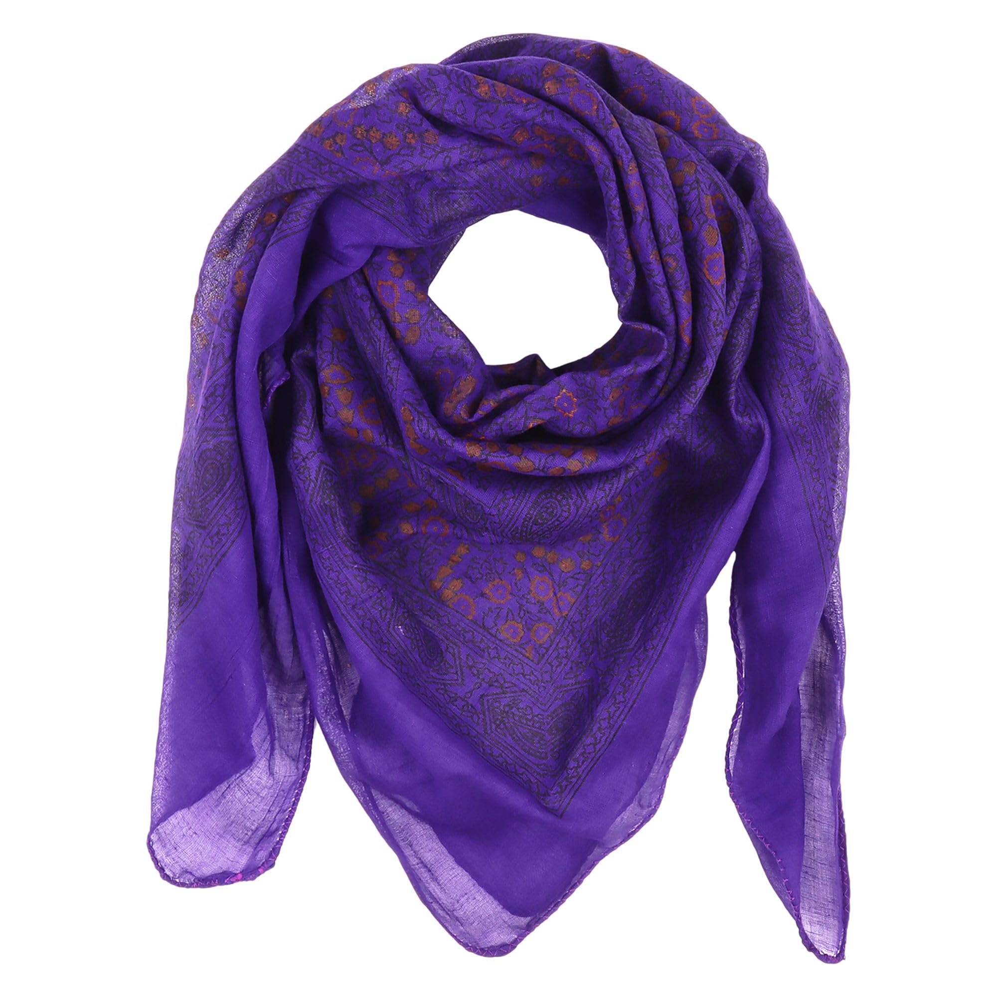 Freak Scene Cotton Scarf - Indian pattern 1 - purple 2 - squared kerchief
