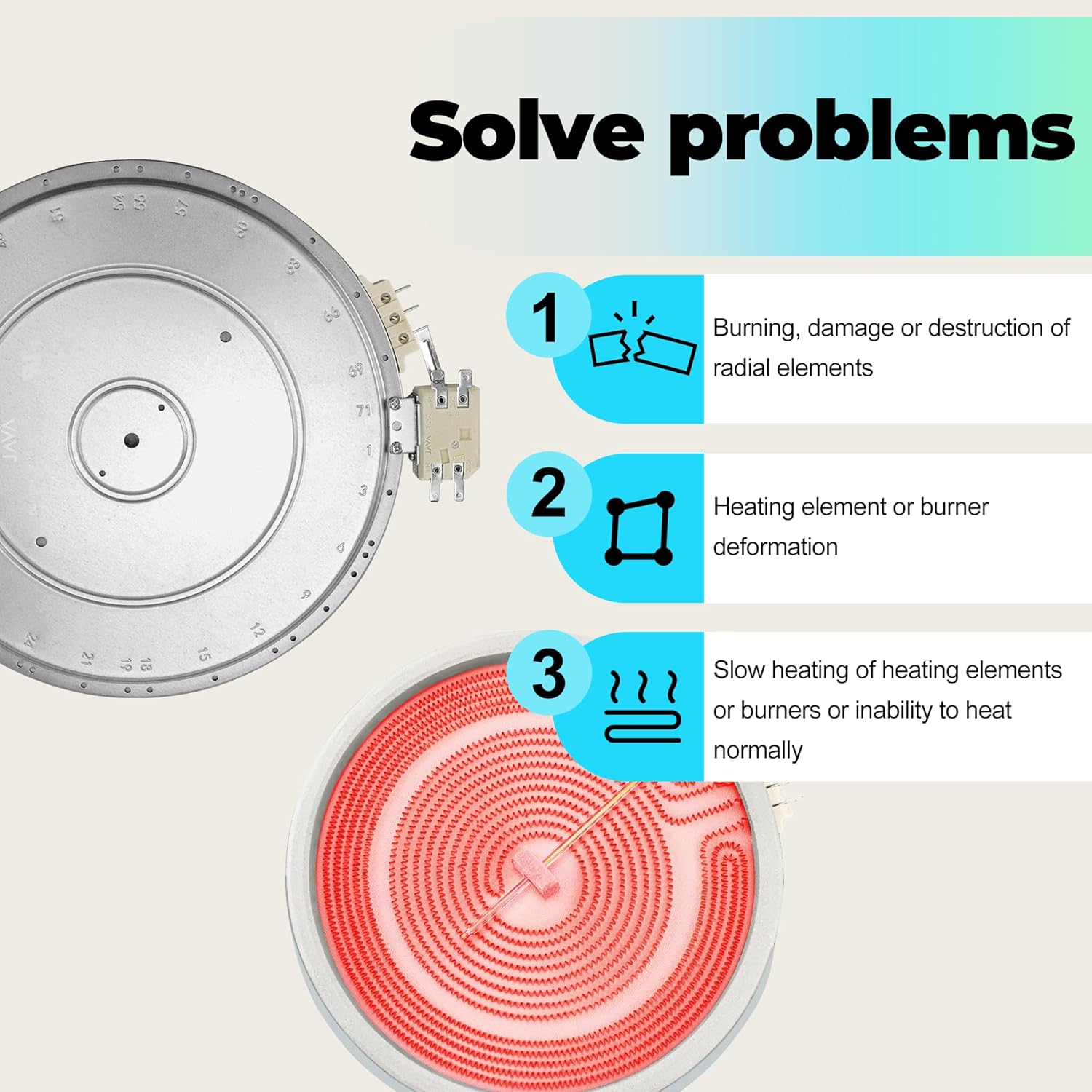9" WB30X24111 Surface Element Compatible with GE Electric Cooktop and Range - 9 Inch Dual Radiant Heating Replace AP5989975 PS11729126 EAP11729126 4465256, by PANDEELS