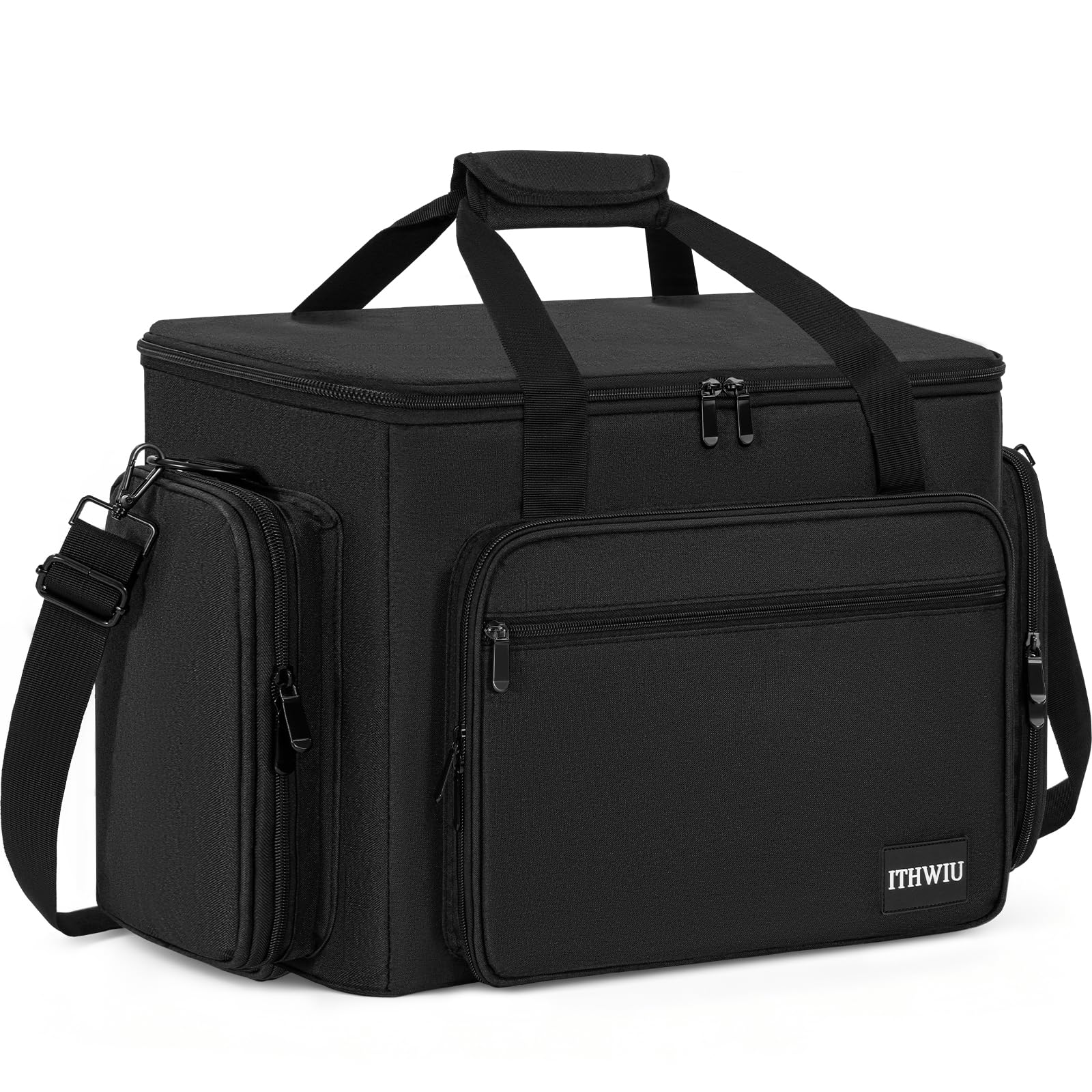 Sewing Machine Carrying Case with Multiple Storage Pockets Large Capacity, Universal Tote Storage Bag Compatible with Most Standard Singer, Brother, Janome, Black