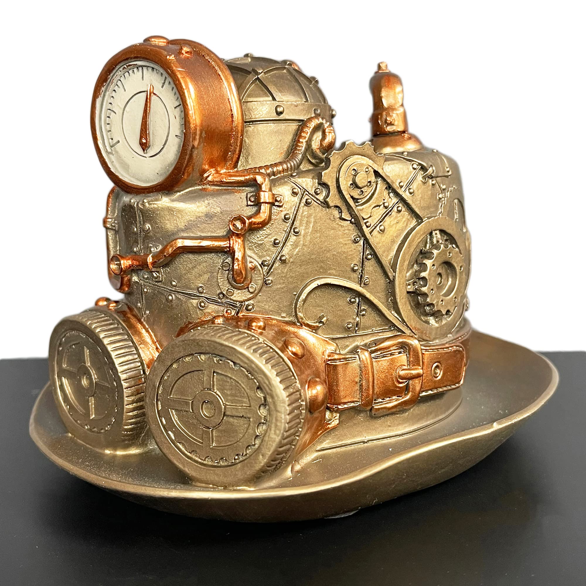 Darthome Gold Steampunk Top Hat Figurine Resin Industrial Goggles Novelty Ornament Gift W12cm X H11cm X D15cm