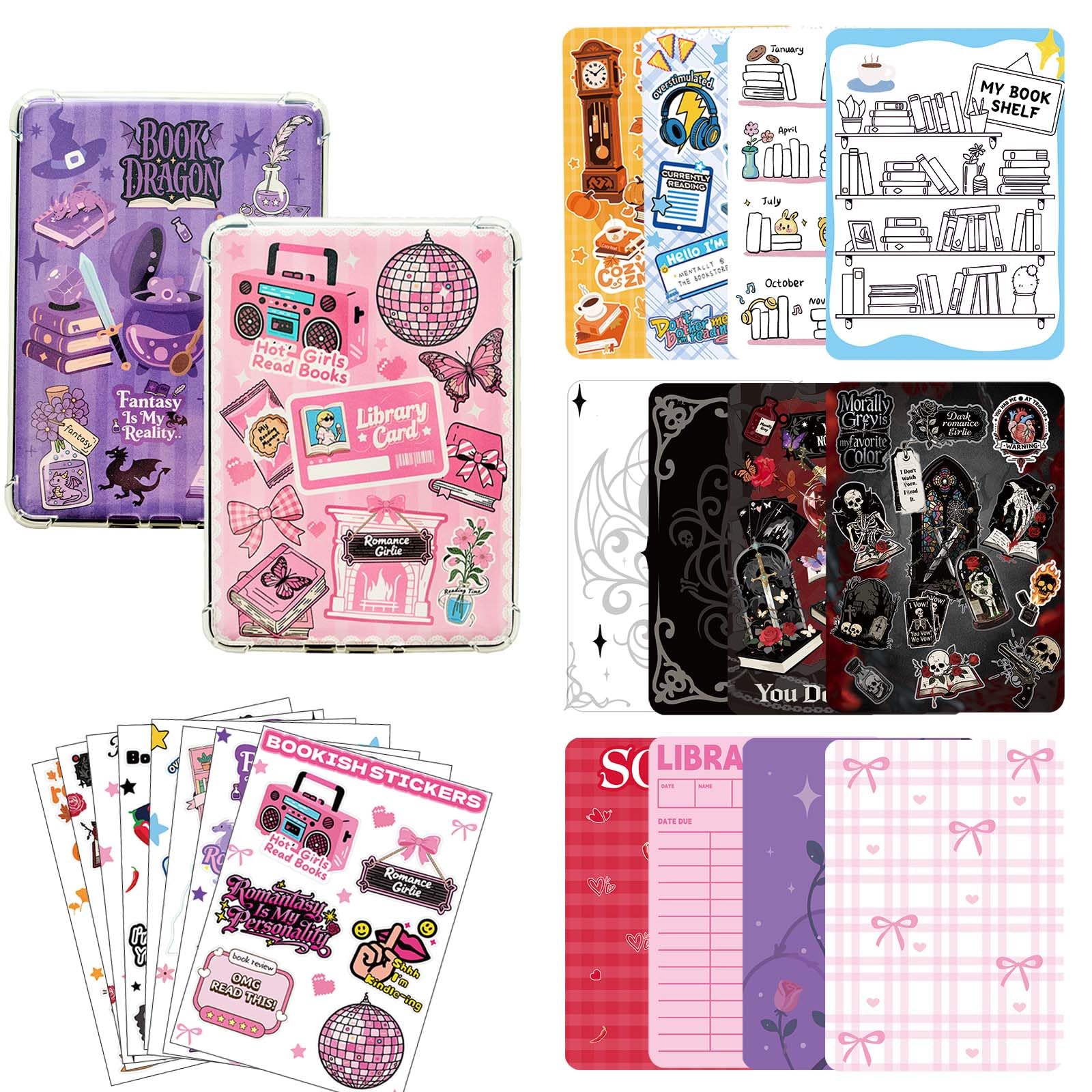 14 Inserts + 200 Stickers for E-Readers, Clear Case, 6.9 x 4.8 Inch, Compatible with Kindle Paperwhite 5/6 (2021 and 2024 Release), Decorative Accessories, Fantansy Dark Romance Bookish-image-36
