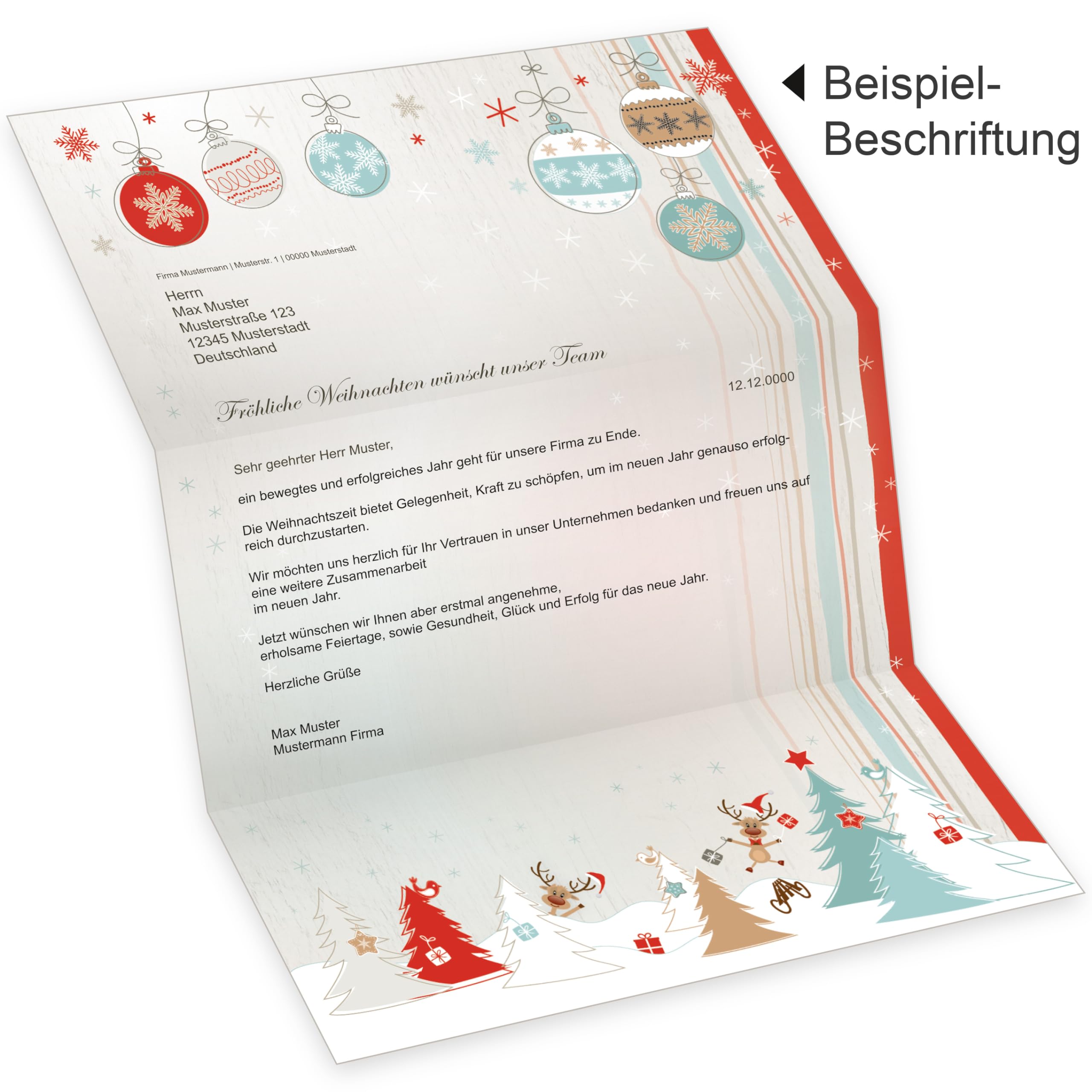 Joulujuhla 250 Sets Weihnachtsbriefpapier mit Umschlag ohne Fenster Weihnachtspapier A4 Briefpapier Weihnachten