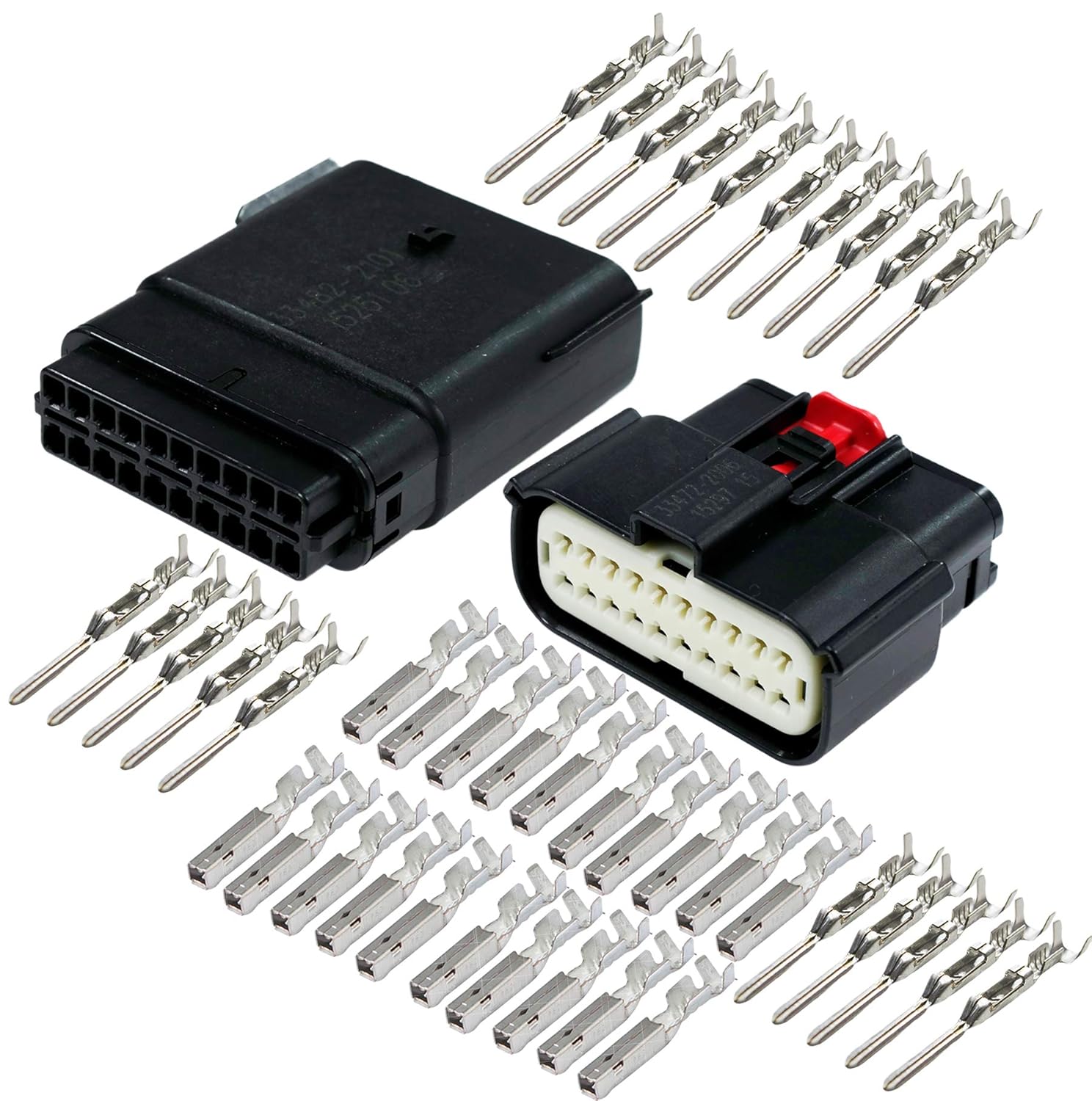 Molex 20 Pin Wire Connector, Harley BLACK Waterproof, Sealed Kit, MX150