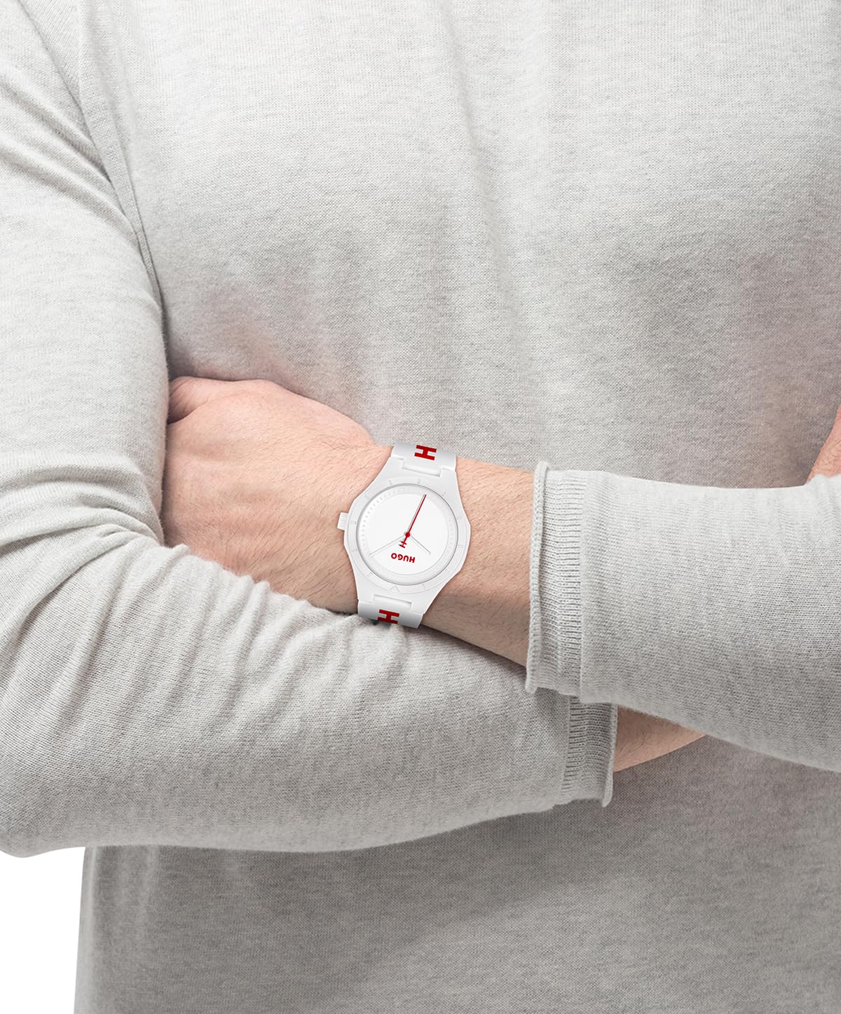 HUGO Orologio Analogico al Quarzo da Uomo Collezione #LIT FOR HIM con Cinturino in Silicone