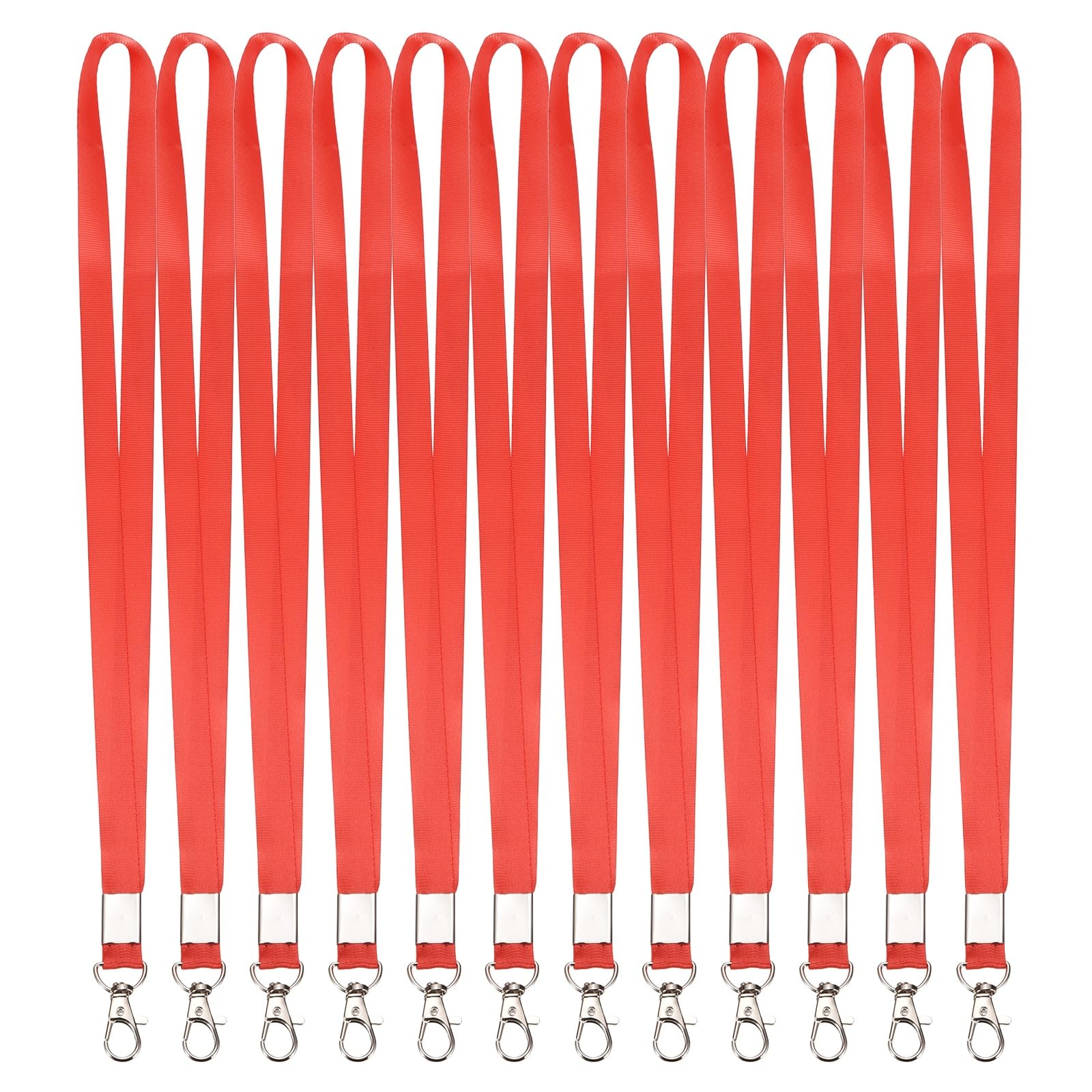PATIKIL 25Pcs Lanyards Bulk, 48cm Badge Lanyard Neck Polyester with Lobster Clasp for ID Badge Keys Worker Name Tag Wallet Cruise Phone Events Office, Red