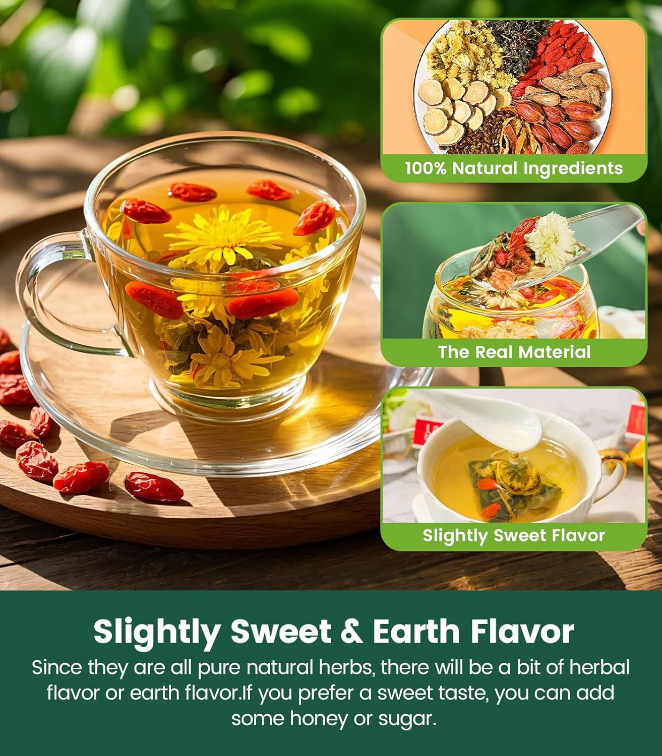 60Pcs Goji Berry Chrysanthemum Tea for Liver Health, Dandelion Wolfberry Tea, Seven Natural Herbal Ingredients, Chinese Health Herbal Tea, Kidneys & Liver Health(60 Bags, 2 Boxes) - Image 6