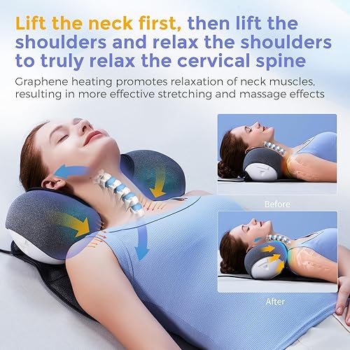 Miniatura 5 de ALPHAY Almohada de masaje cervical y hombro, dispositivo portátil de tracción de cuello, masaje dinámico, calentamiento de grafeno, dispositivo de