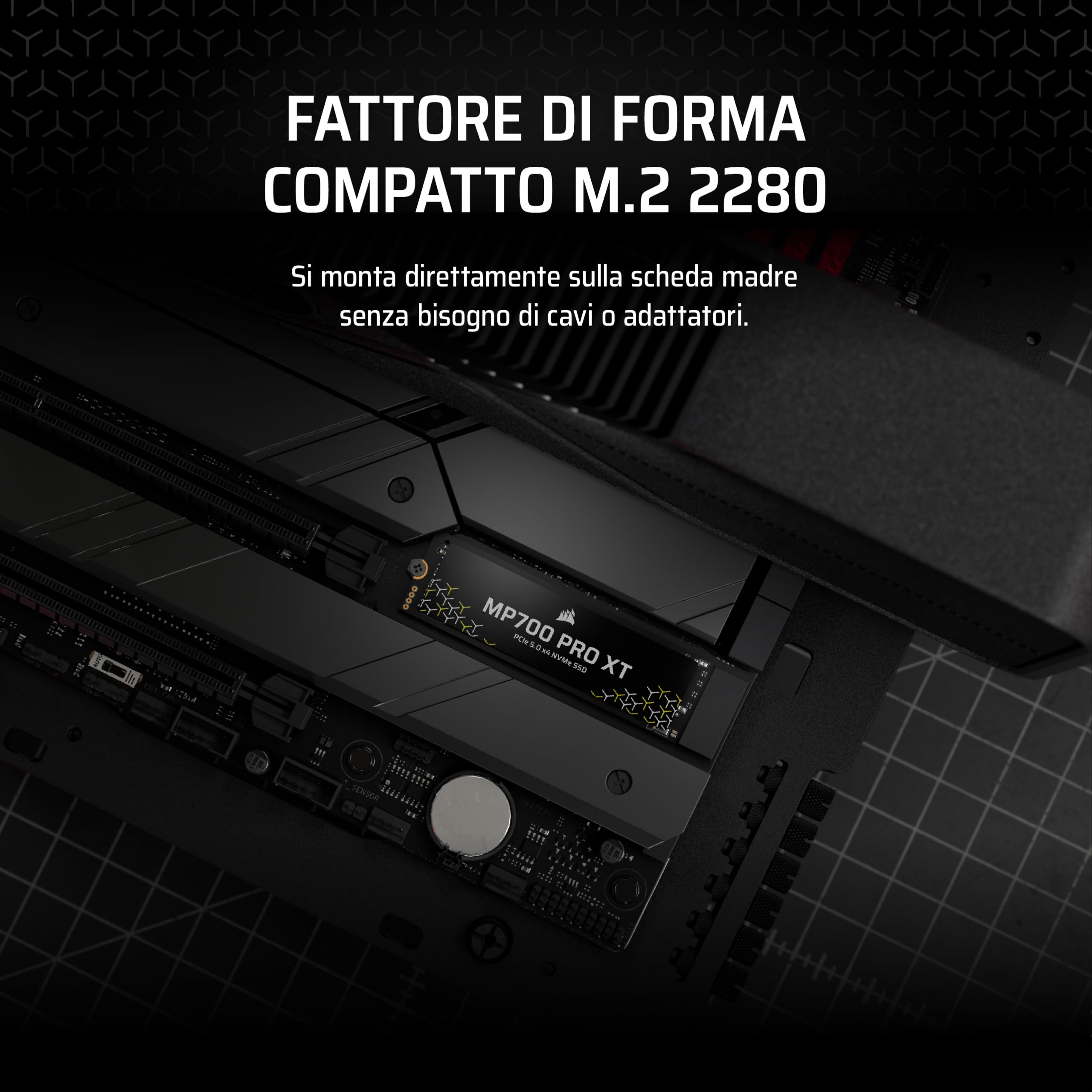CORSAIR MP700 PRO XT 2TB SSD PCIe 5.0 NVMe M.2 - Fino a 14.900 MB/s, Velocità Gen5, DirectStorage Pronto per PC da Gioco - Nero