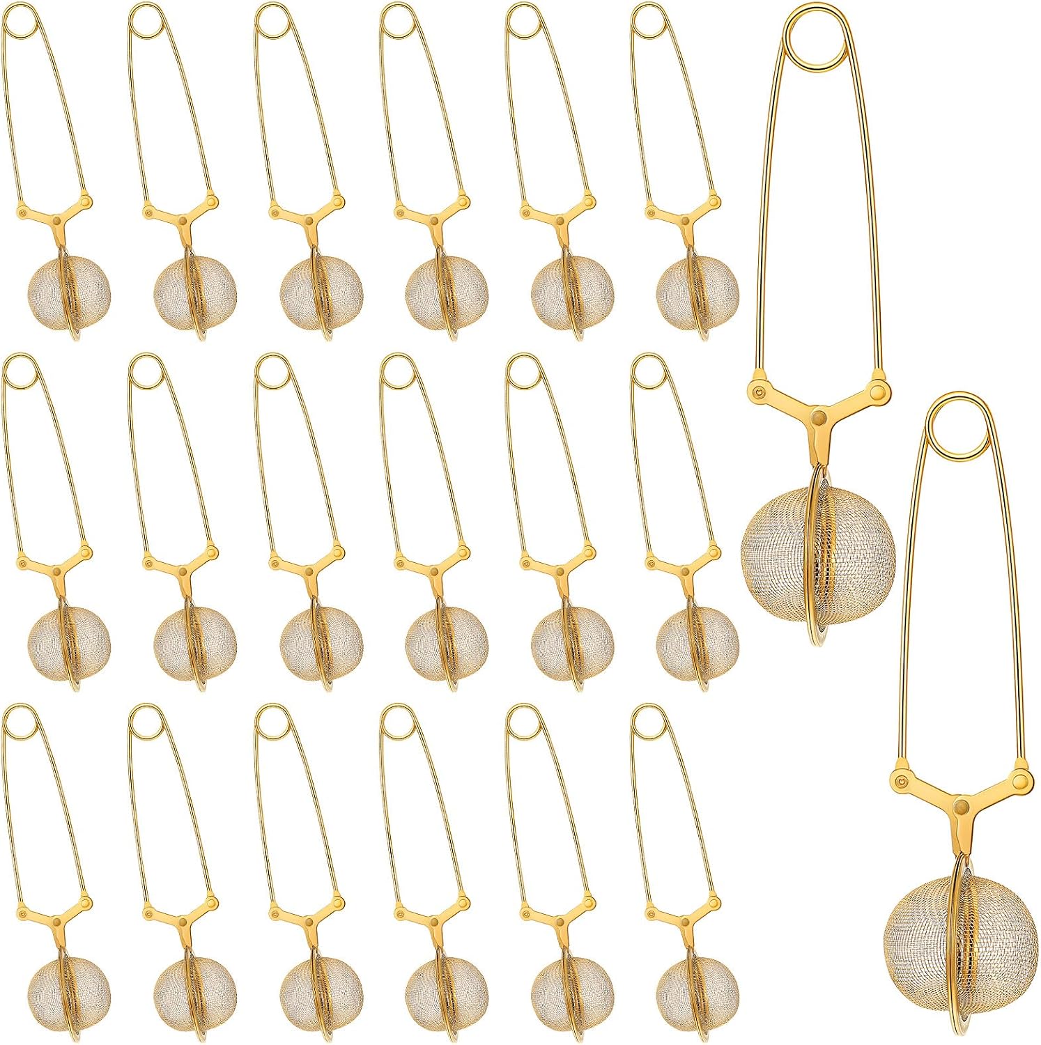 20 Pcs Gold Stainless Steel Loose Tea Infuser With Handle Fine Mesh Loose Leaf Tea Strainer Steeper Filter, Reusable And Dishwasher Safe