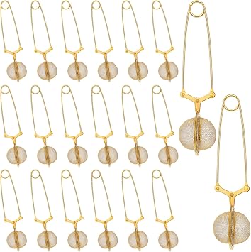 20 Pcs Gold Stainless Steel Loose Tea Infuser With Handle Fine Mesh Loose Leaf Tea Strainer Steeper Filter, Reusable And Dishwasher Safe