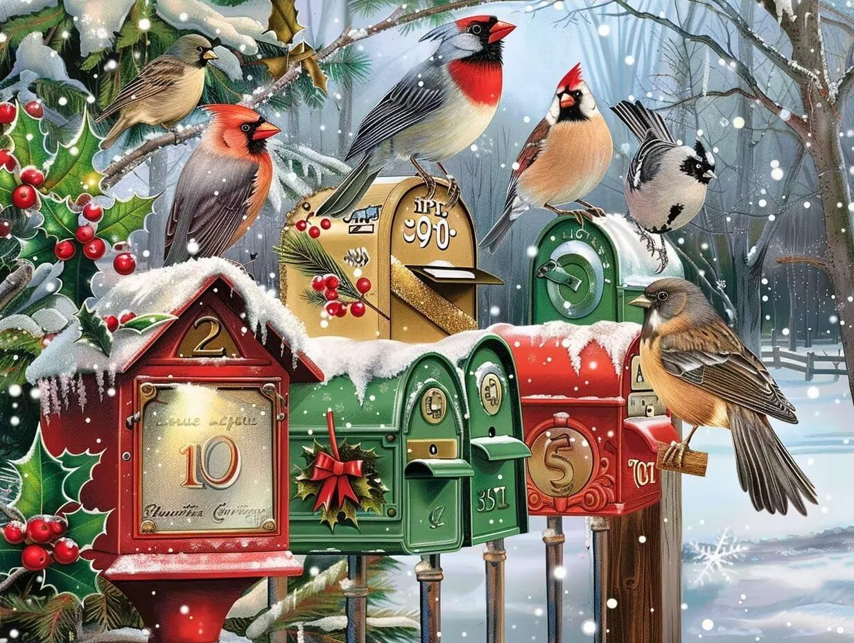 Diamond Painting Kit Christmas Bird Diamond Painting 20x20inch DIY Adult Crystal Cross Stitch Crafts for Wall Decor Christmas Decor,Gifts