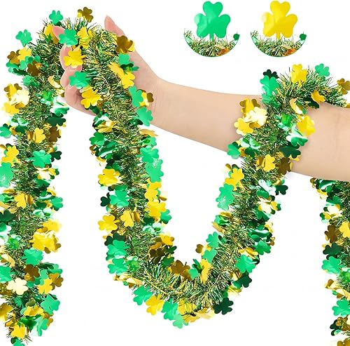 Miniatura 10 de Guirnalda de oropel verde de 50 pies para Navidad, guirnalda artificial de follaje verde para decoraciones de árbol, guirnaldas de oropel de PVC